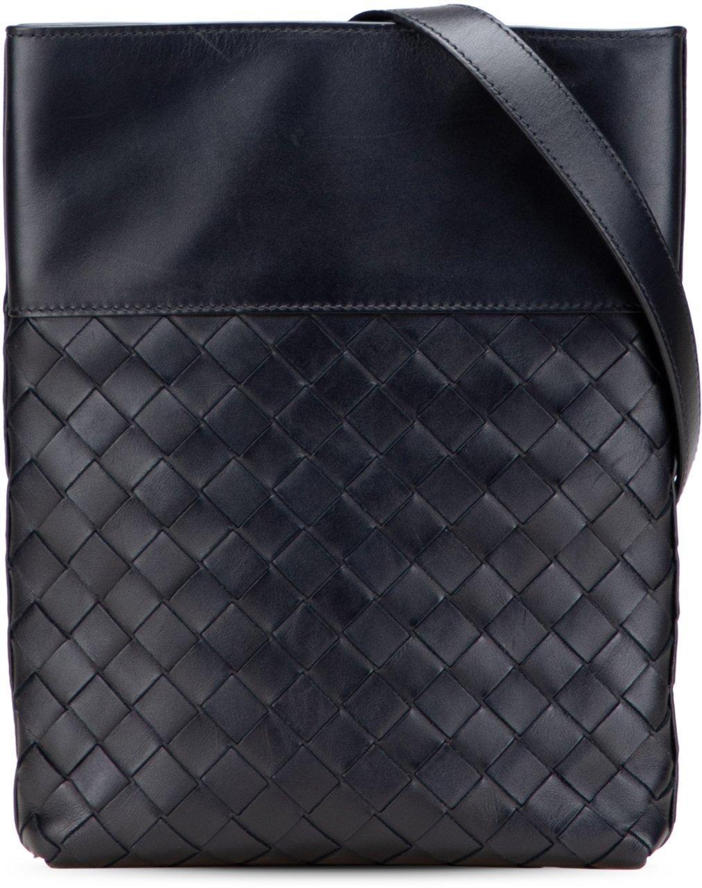 Bottega Veneta Nappa Intrecciato Messenger Bag Zwart