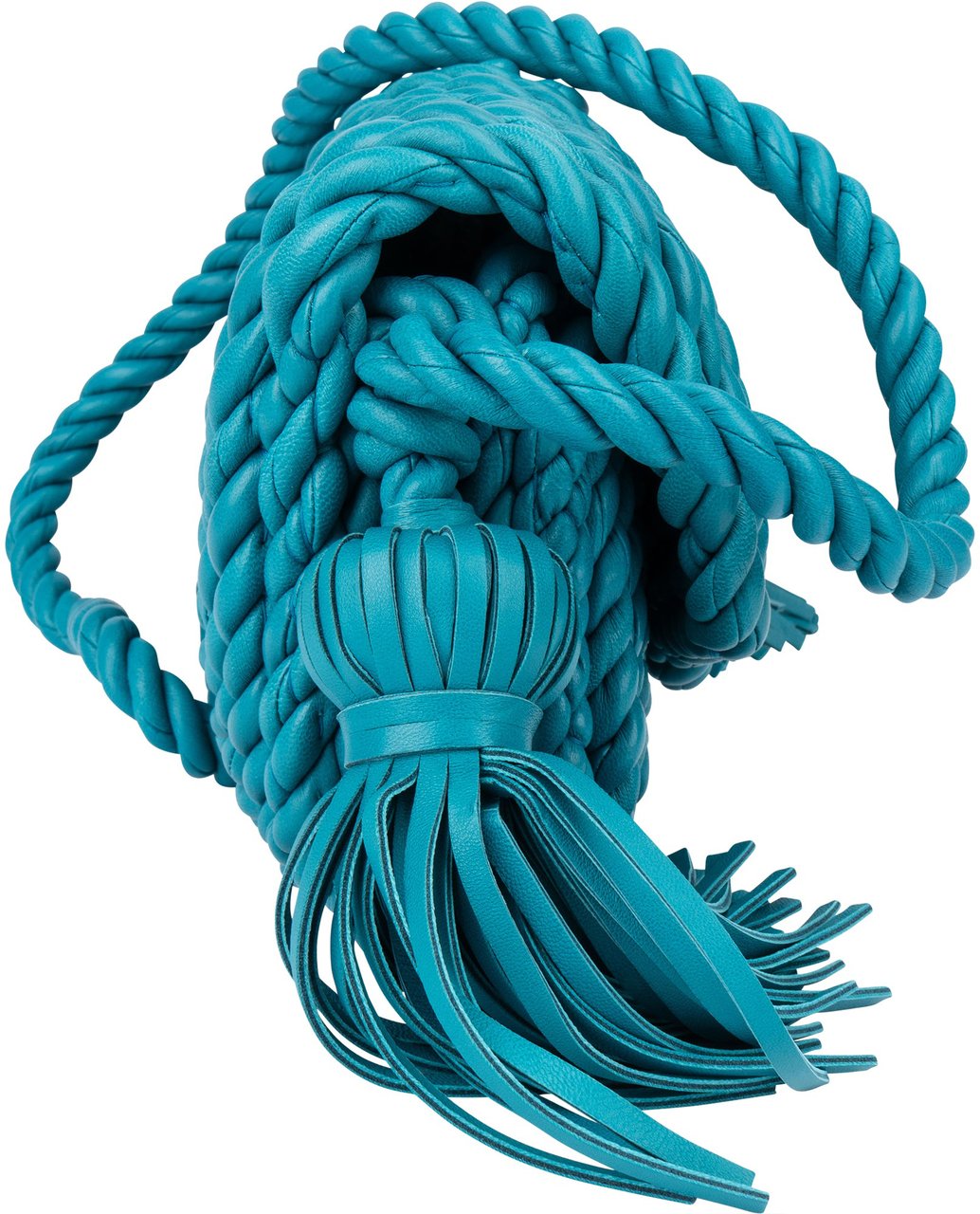 Bottega Veneta Braided Blue Leather Torchon Crossbody Bag Blauw