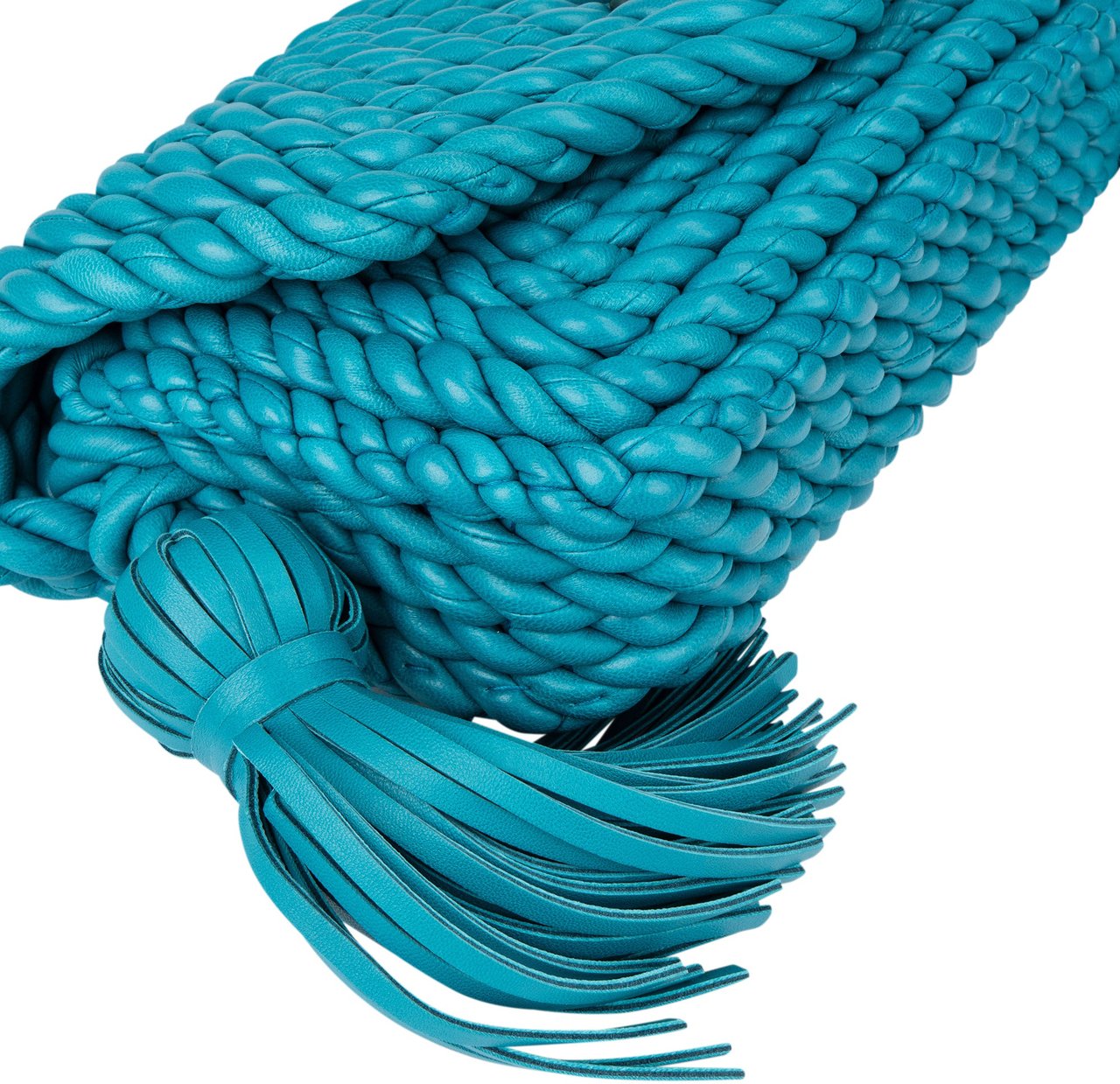 Bottega Veneta Bottega Veneta Braided Blue Leather Torchon Crossbody Bag Blauw