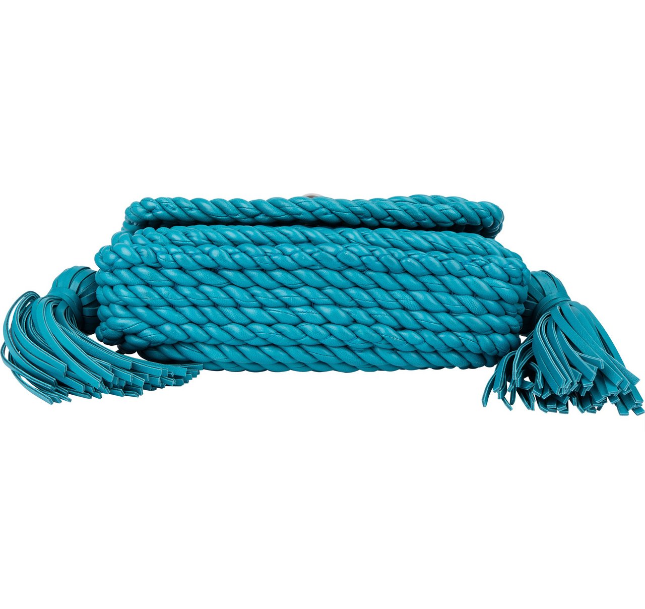 Bottega Veneta Braided Blue Leather Torchon Crossbody Bag Blauw