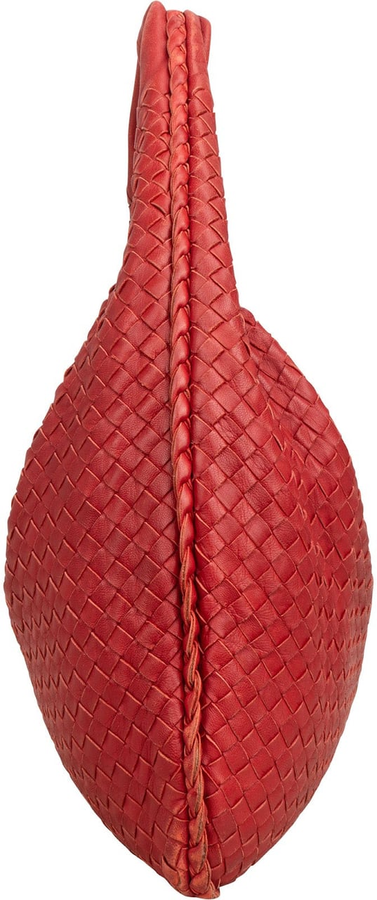 Bottega Veneta Bottega Intrecciato Nappa Veneta Leather Belly Hobo Shoulder Bag Rood