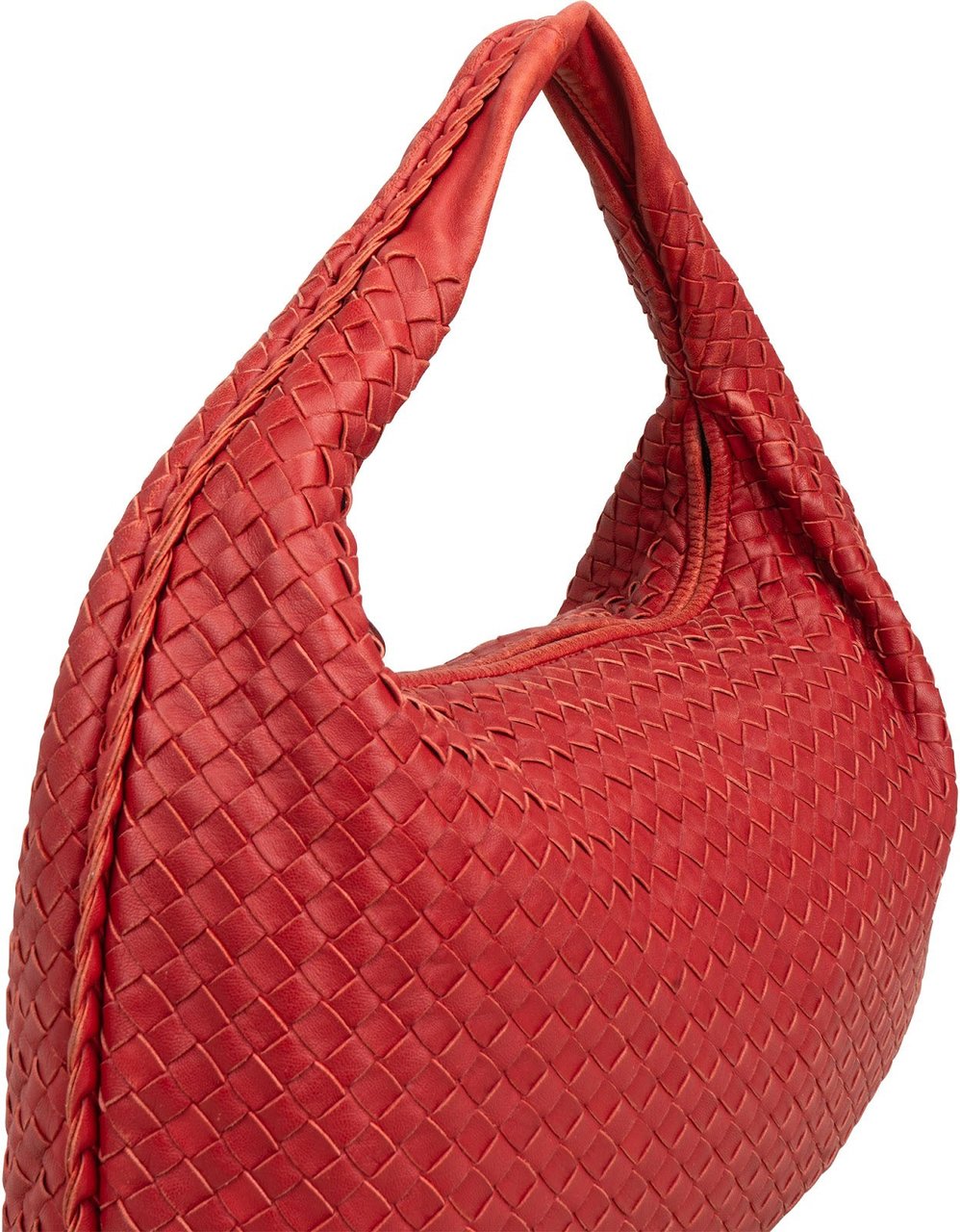 Bottega Veneta Bottega Intrecciato Nappa Veneta Leather Belly Hobo Shoulder Bag Rood