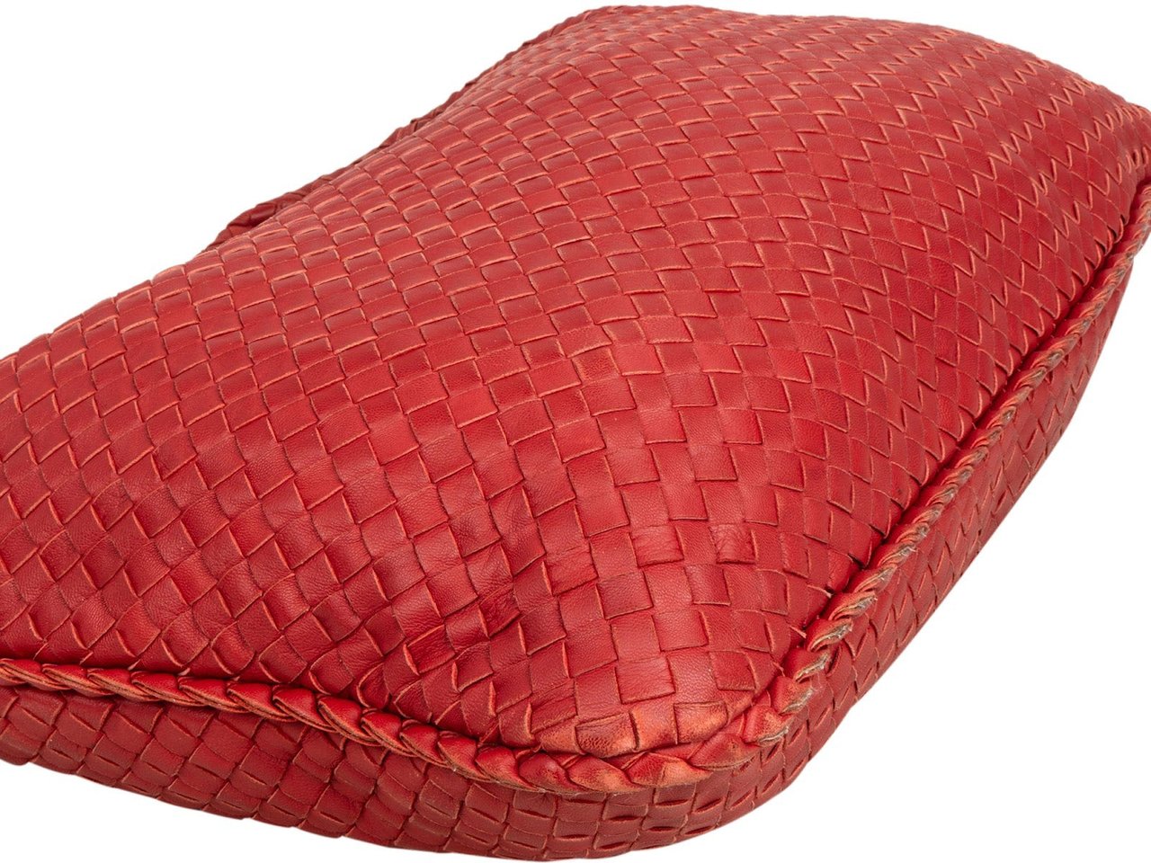 Bottega Veneta Bottega Intrecciato Nappa Veneta Leather Belly Hobo Shoulder Bag Rood