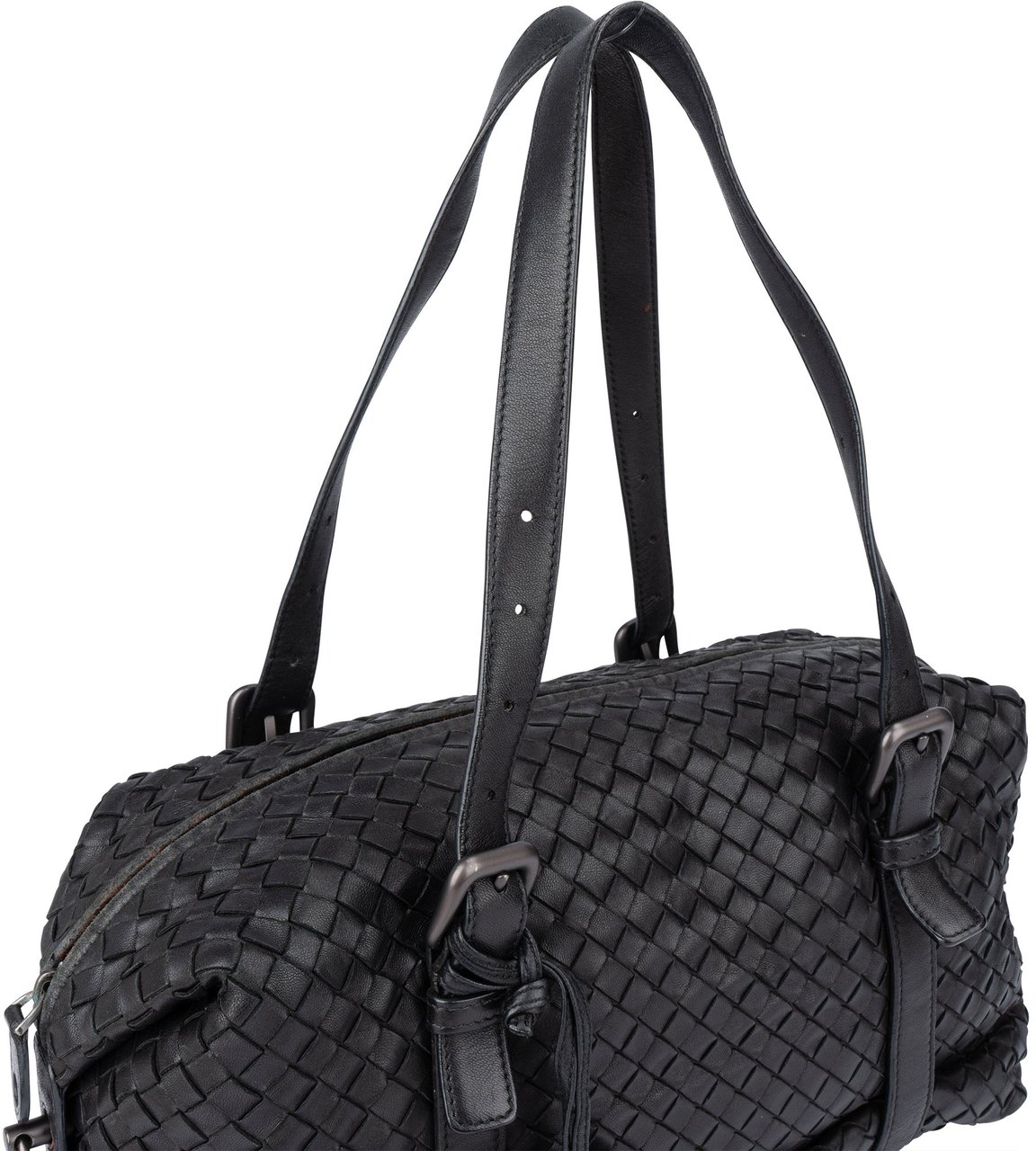Bottega Veneta Black Intrecciato Leather Zwart