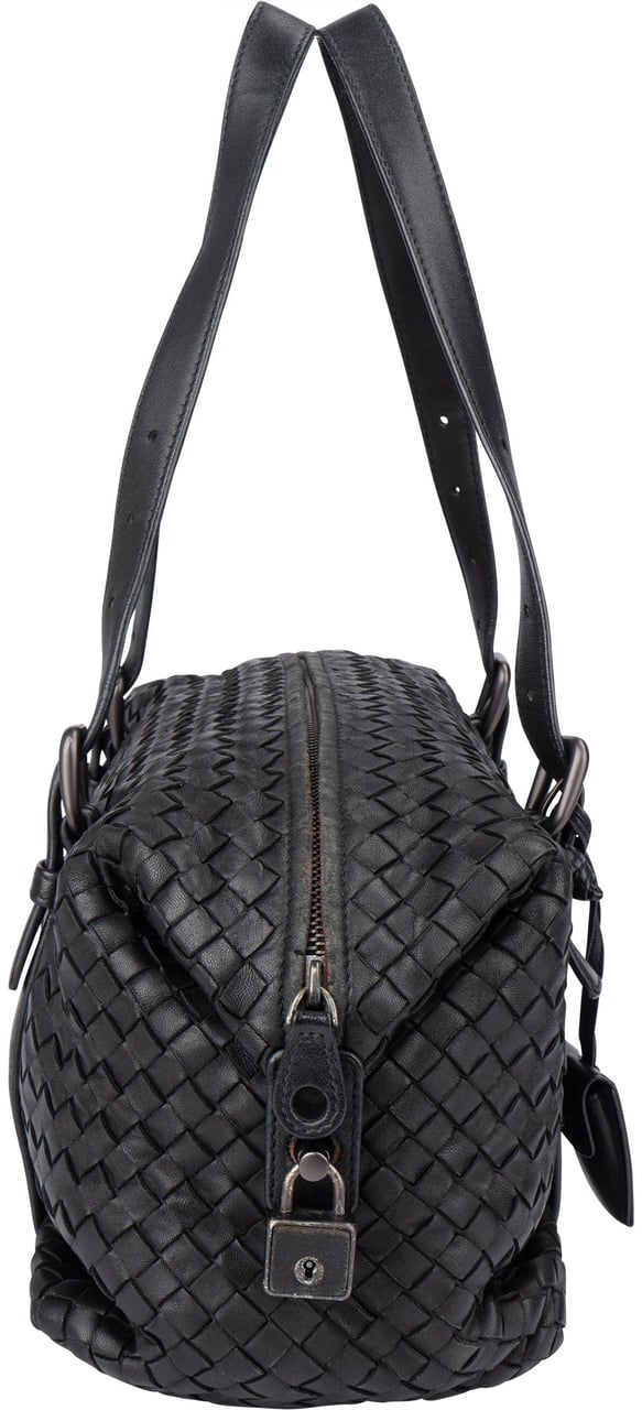 Bottega Veneta Black Intrecciato Leather Zwart