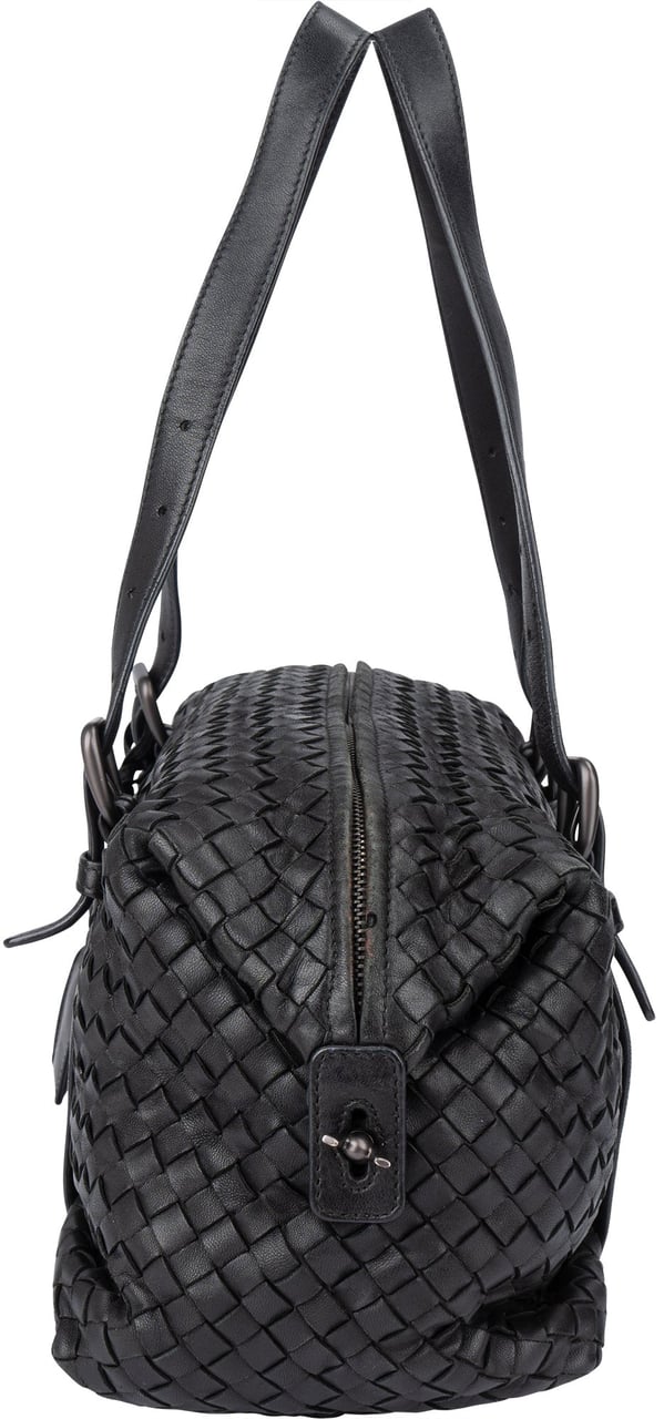 Bottega Veneta Black Intrecciato Leather Zwart