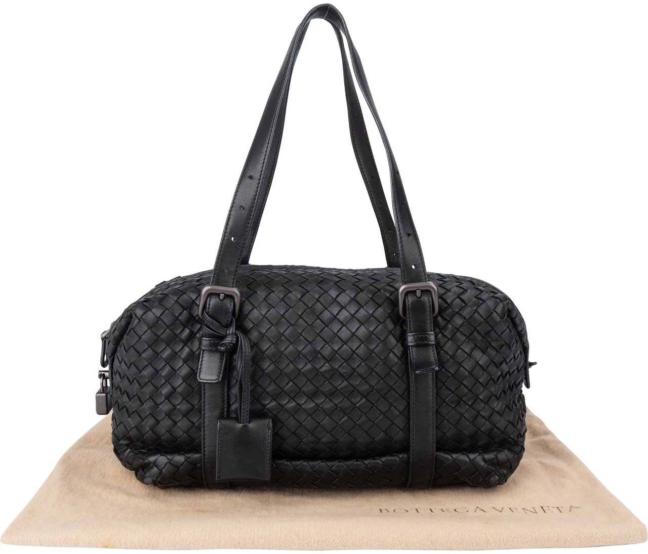 Bottega Veneta Bottega Veneta Black Intrecciato Leather Zwart