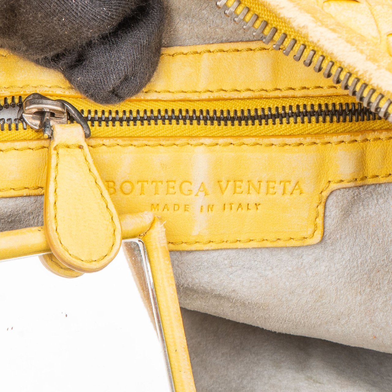 Bottega Veneta Bottega Veneta Yellow Intrecciato Leather Belly Hobo Bag Geel