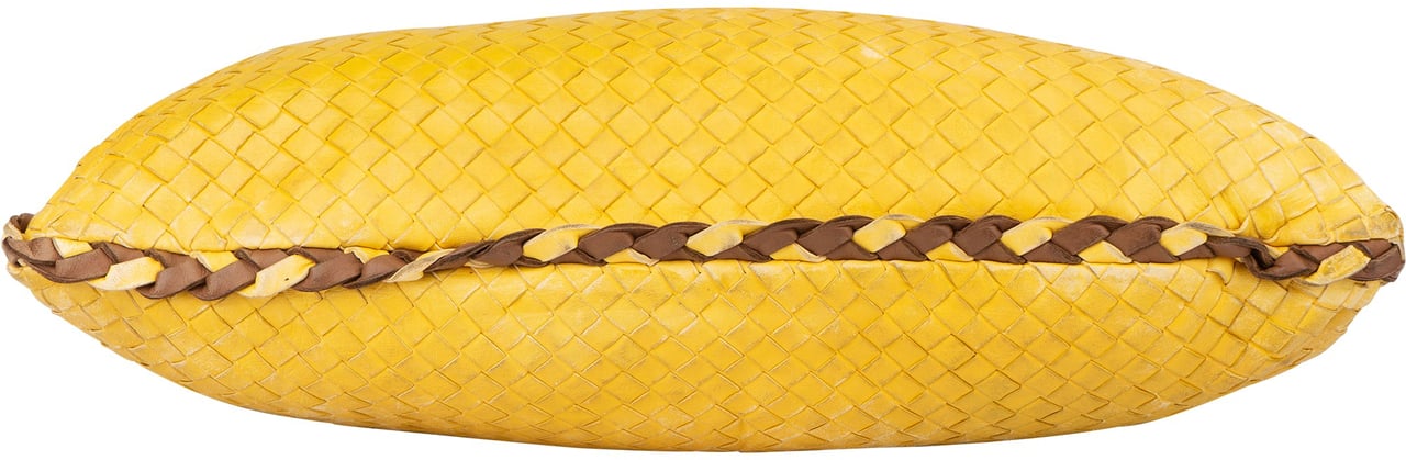 Bottega Veneta Bottega Veneta Yellow Intrecciato Leather Belly Hobo Bag Geel