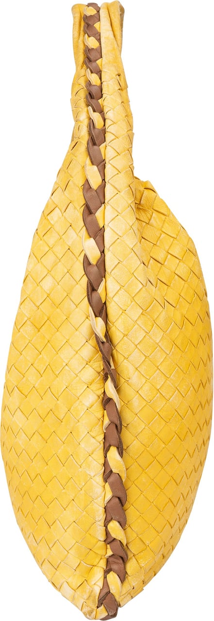 Bottega Veneta Bottega Veneta Yellow Intrecciato Leather Belly Hobo Bag Geel