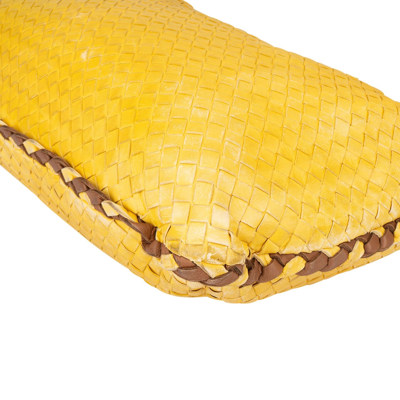 Bottega Veneta Bottega Veneta Yellow Intrecciato Leather Belly Hobo Bag Geel