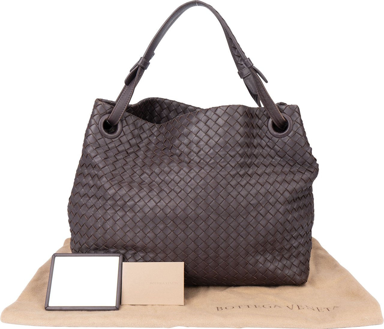Bottega Veneta Bottega Veneta Brown Intrecciato Leather Garda Handbag Bruin