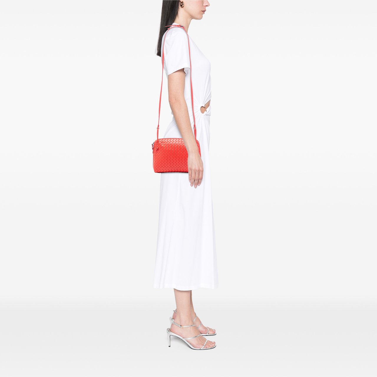 Bottega Veneta Nappa Intrecciato Nodini Crossbody Rood