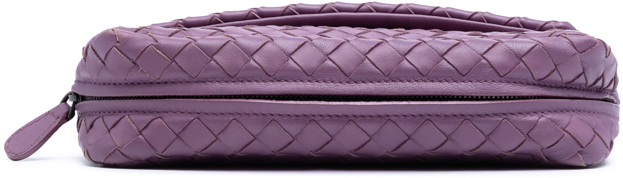 Bottega Veneta Mini Nappa Intrecciato Expandable Chain Flap Crossbody Paars