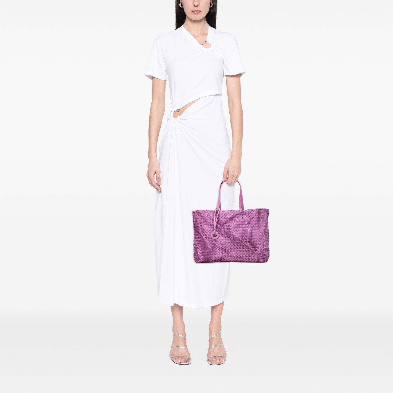 Bottega Veneta Nylon Intrecciolusion Tote Paars