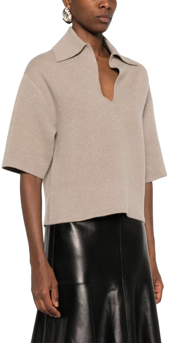 Bottega Veneta CASHMERE POLO SHIRT Beige