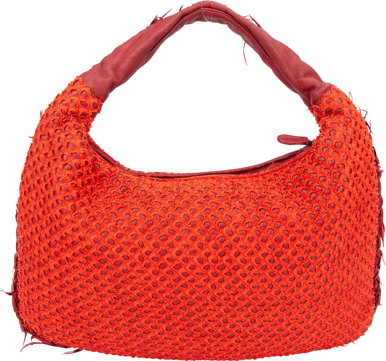 Bottega Veneta Limited Distressed Belly Hobo Bag Rood
