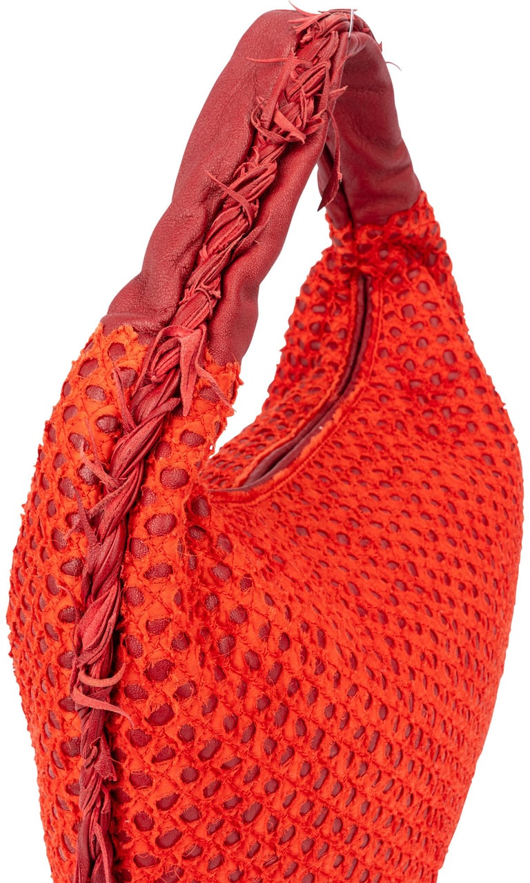 Bottega Veneta Bottega Veneta Limited Distressed Belly Hobo Bag Rood