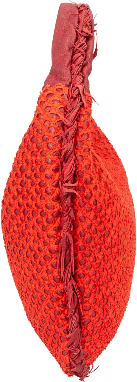 Bottega Veneta Limited Distressed Belly Hobo Bag Rood