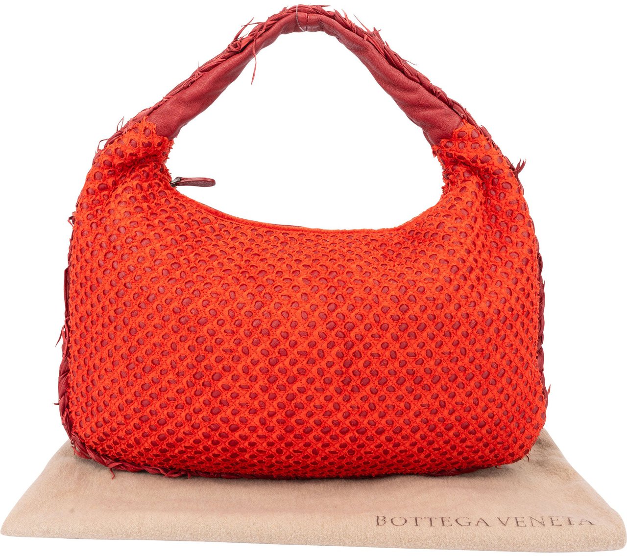 Bottega Veneta Limited Distressed Belly Hobo Bag Rood
