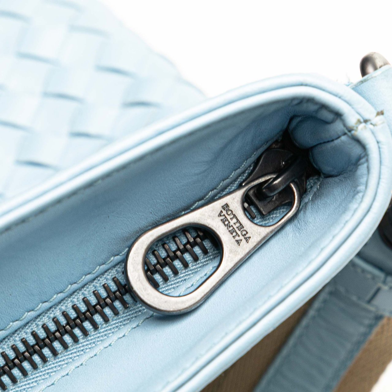 Bottega Veneta Nappa Intrecciato Crossbody Blauw