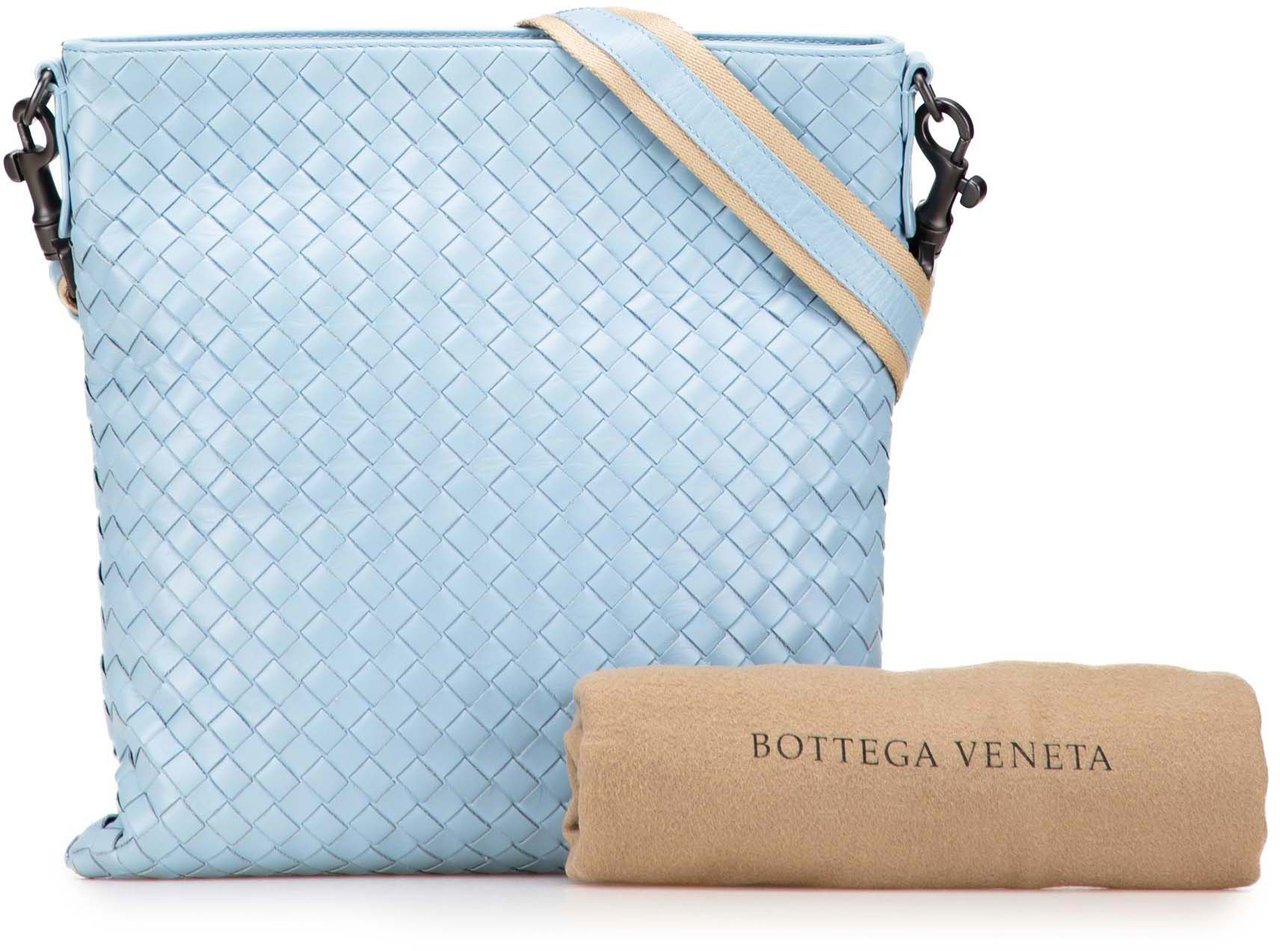 Bottega Veneta Nappa Intrecciato Crossbody Blauw