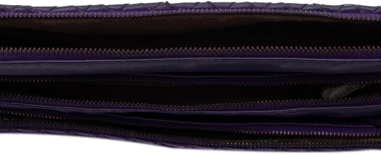 Bottega Veneta Nappa Intrecciato Triple Zip Shoulder Bag Paars