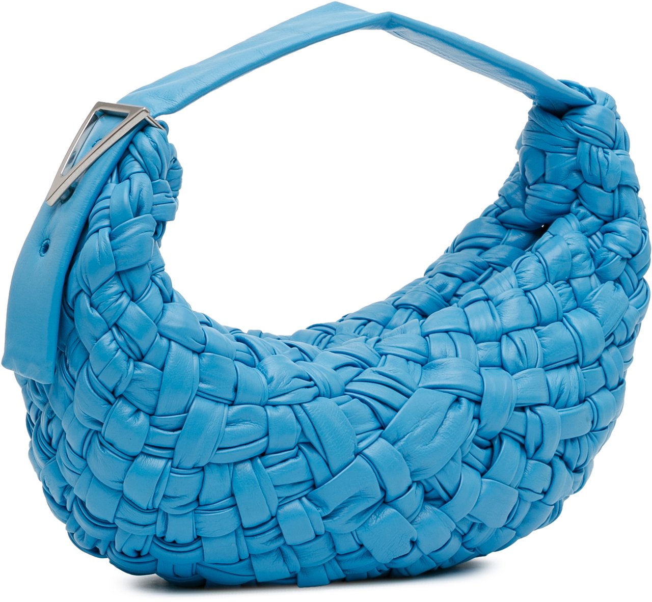 Bottega Veneta Paper Calfskin Intrecciato Banana Hobo Bag Blauw