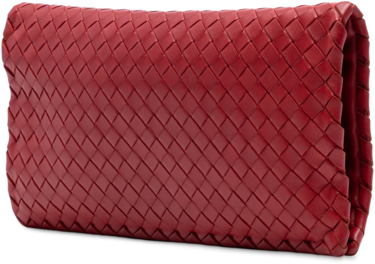Bottega Veneta Nappa Intrecciato Turn Lock Clutch Rood