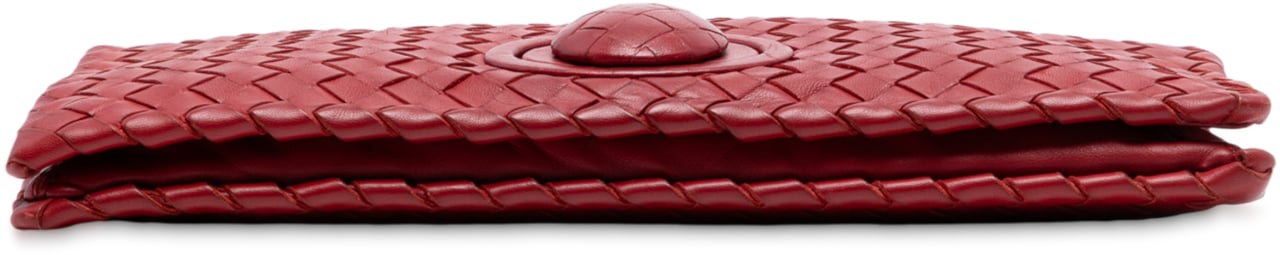 Bottega Veneta Nappa Intrecciato Turn Lock Clutch Rood