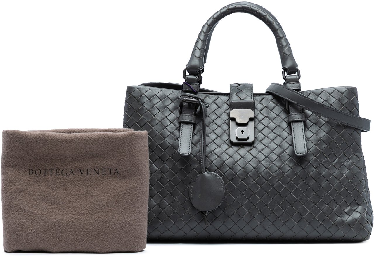 Bottega Veneta Small Nappa Intrecciato Roma Satchel Grijs