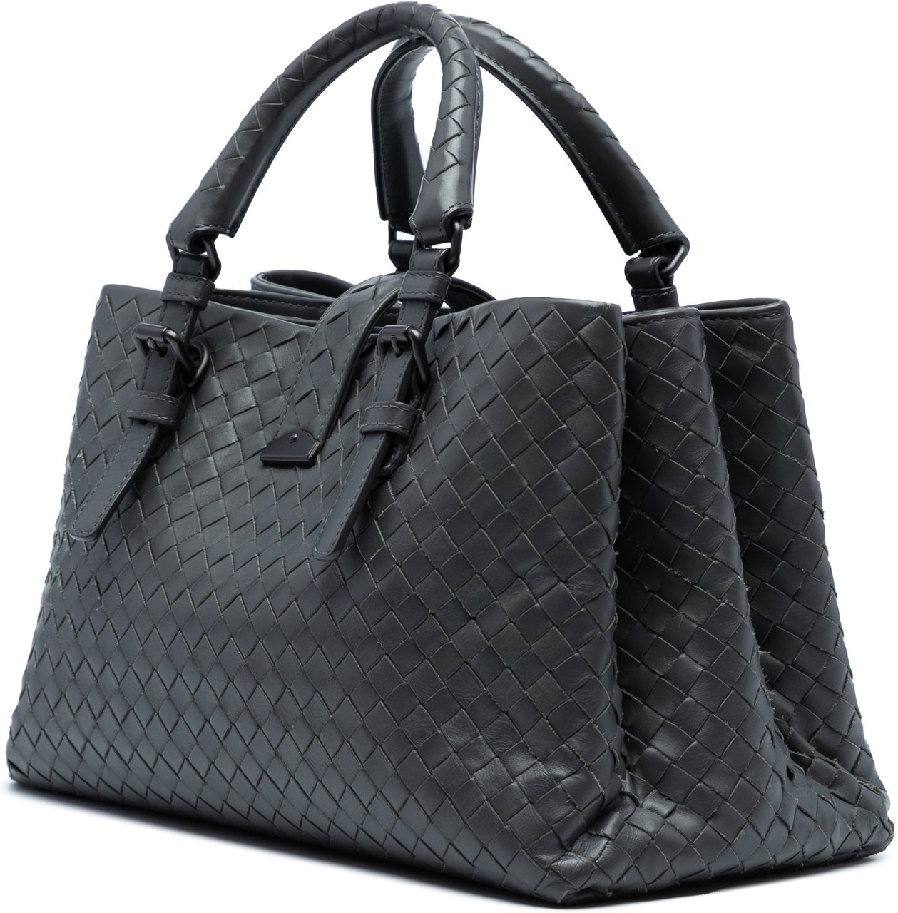 Bottega Veneta Small Nappa Intrecciato Roma Satchel Grijs
