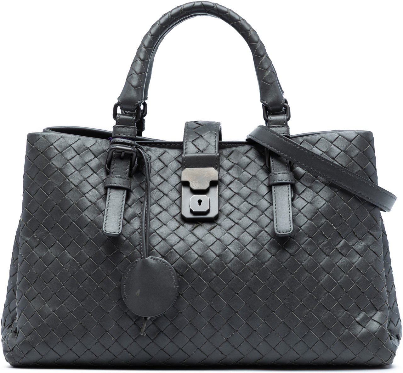 Bottega Veneta Small Nappa Intrecciato Roma Satchel Grijs