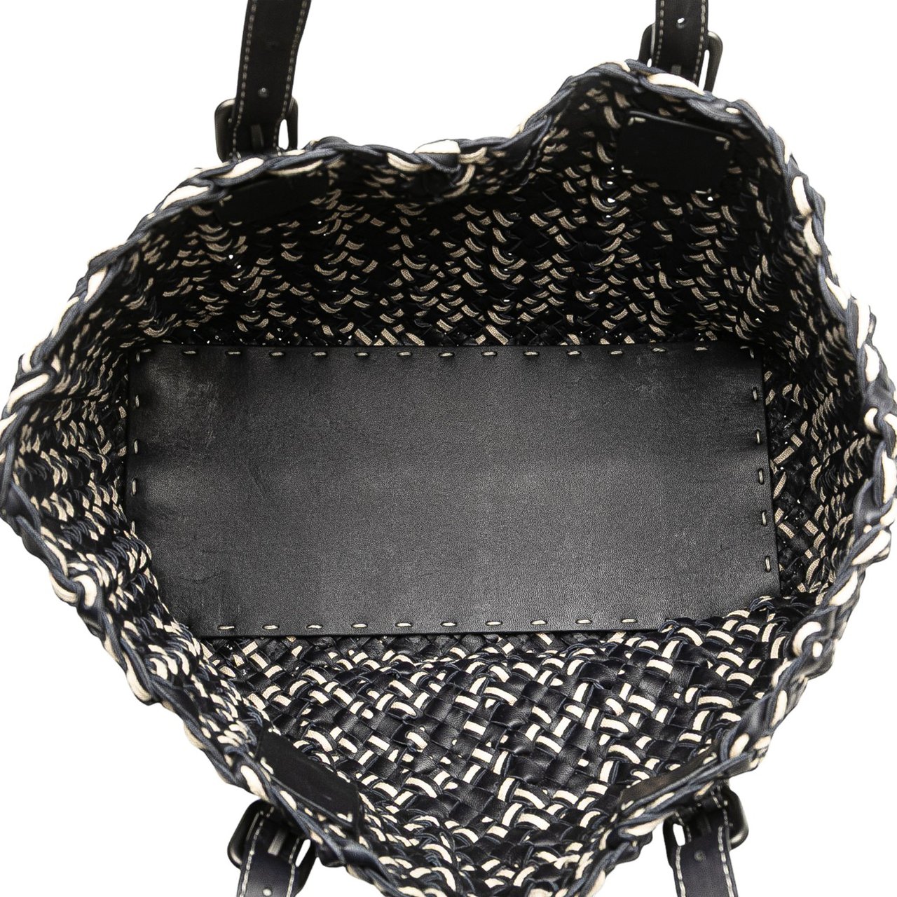 Bottega Veneta Large Leather Intrecciato Lido Tote Zwart