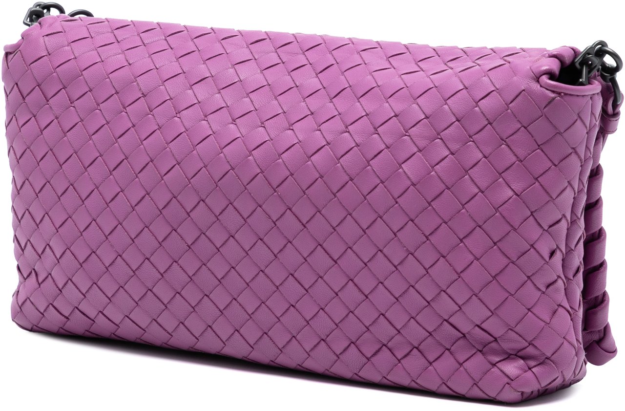 Bottega Veneta Nappa Intrecciato Dahlia Clutch Crossbody Paars