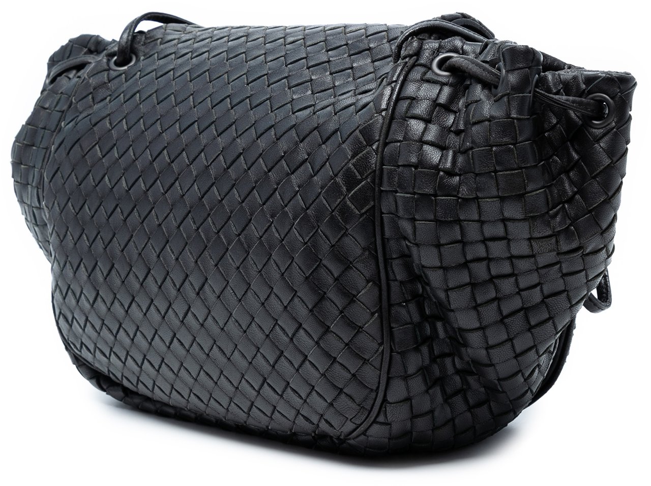 Bottega Veneta Nappa Intrecciato Flap Crossbody Zwart