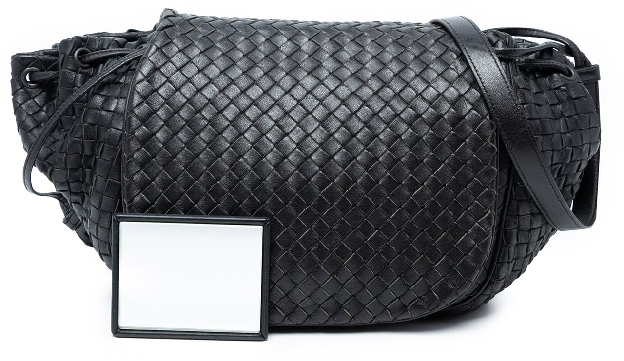 Bottega Veneta Nappa Intrecciato Flap Crossbody Zwart