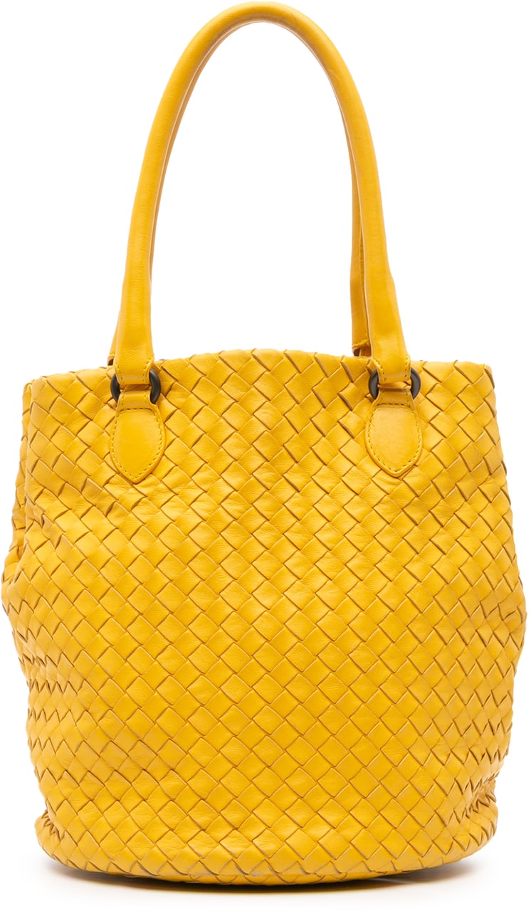 Bottega Veneta Nappa Intrecciato Bucket Bag Geel
