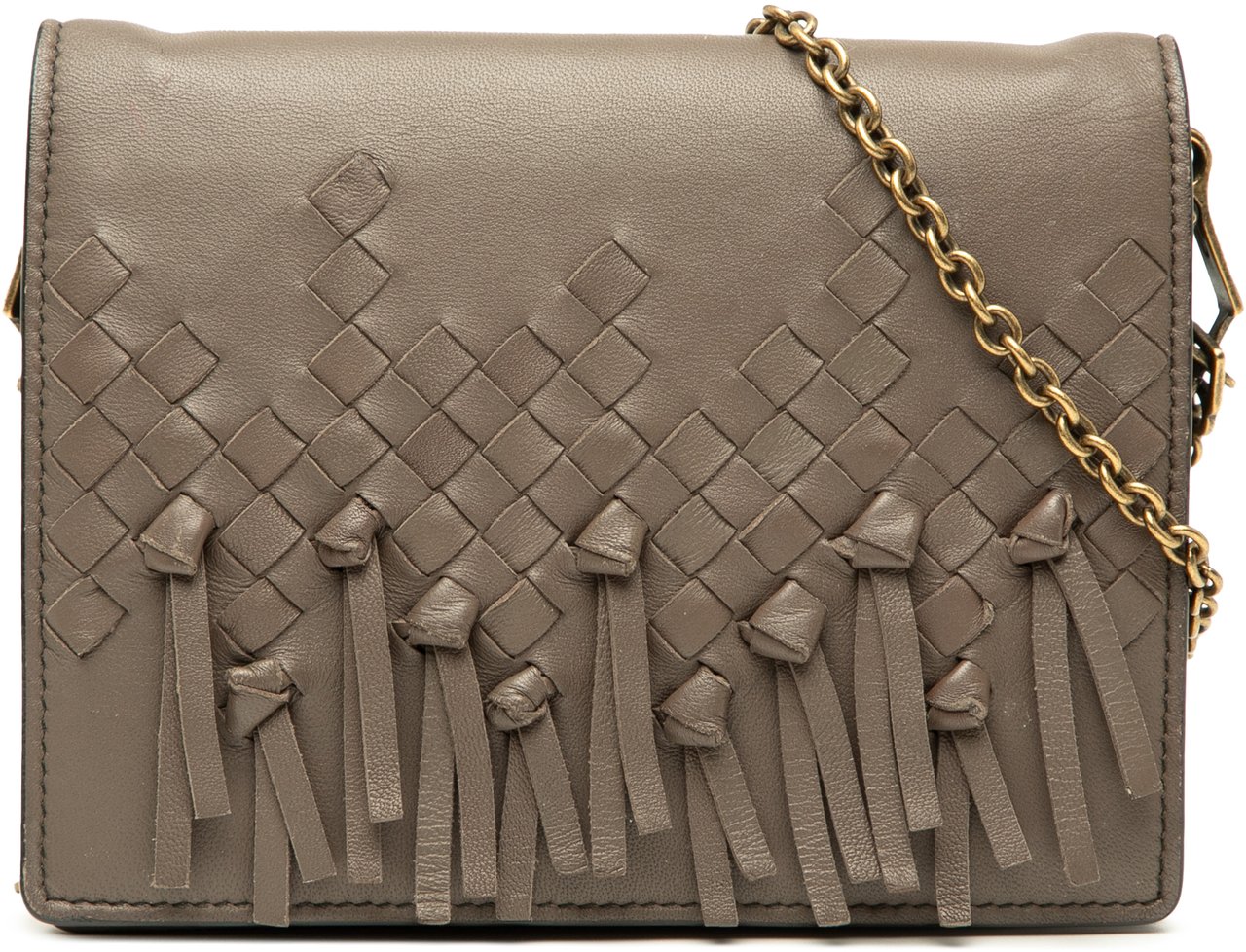 Bottega Veneta Nappa Intrecciato Fringe Wallet on Chain Bruin