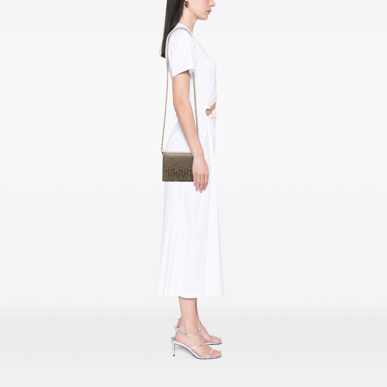 Bottega Veneta Nappa Intrecciato Fringe Wallet on Chain Bruin