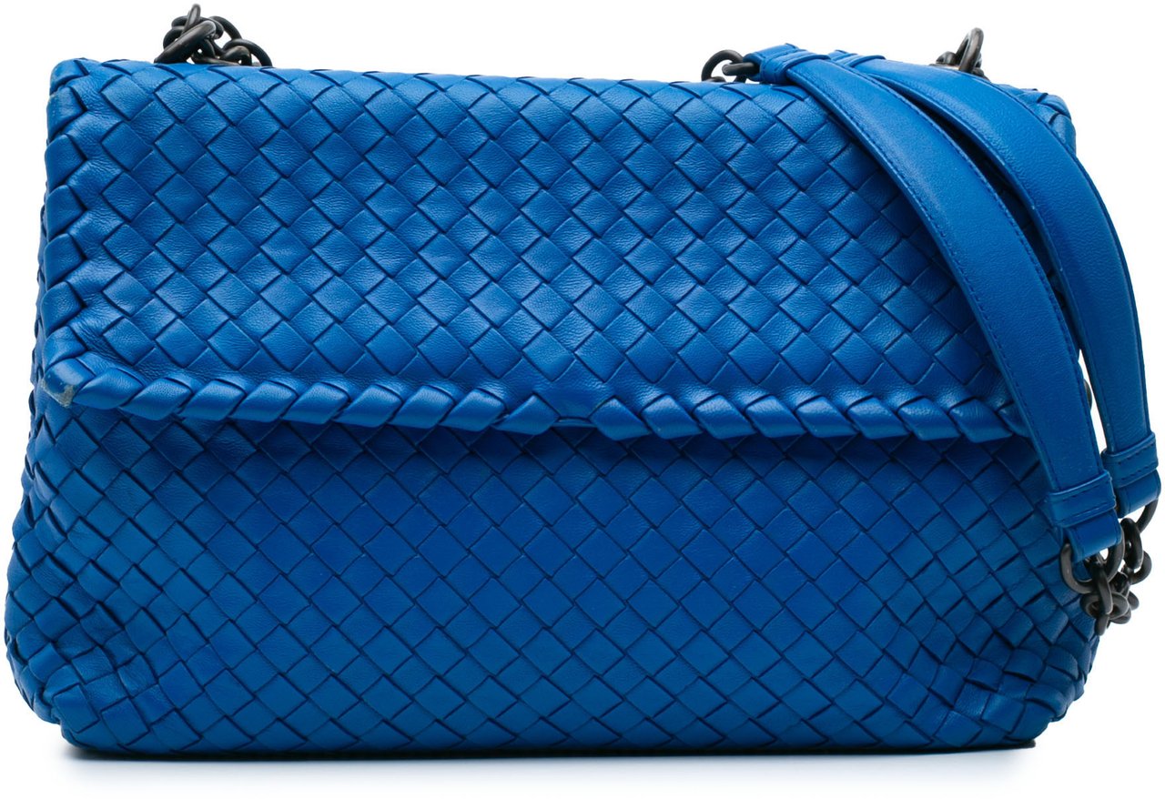 Bottega Veneta Medium Nappa Intrecciato Olimpia Shoulder Bag Blauw