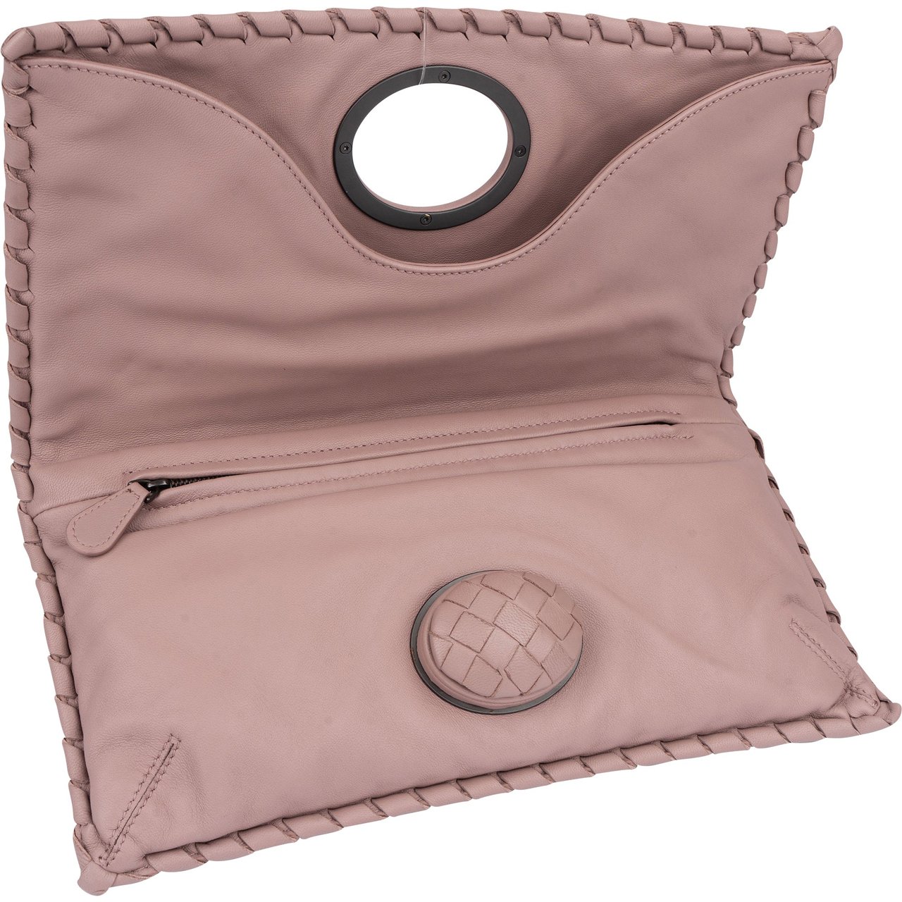 Bottega Veneta Bottega Veneta Intrecciato Leather Turnlock Clutch Roze