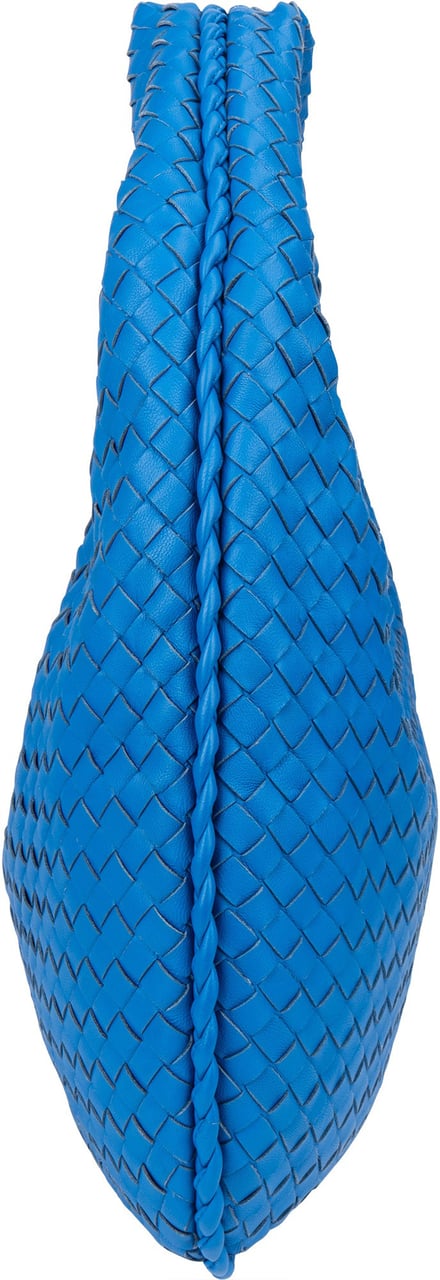Bottega Veneta Blue Intrecciato Leather Belly Hobo Bag Blauw