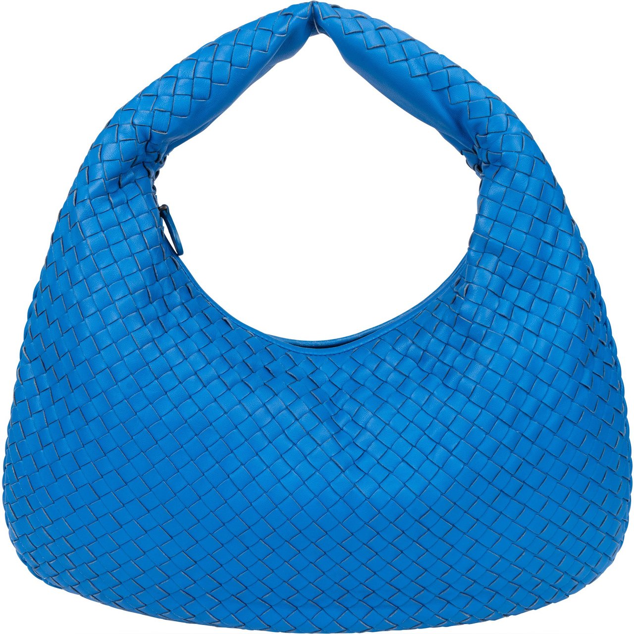 Bottega Veneta Blue Intrecciato Leather Belly Hobo Bag Blauw