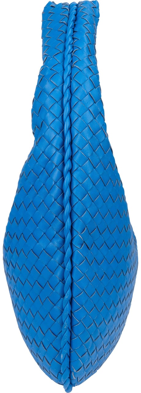 Bottega Veneta Blue Intrecciato Leather Belly Hobo Bag Blauw