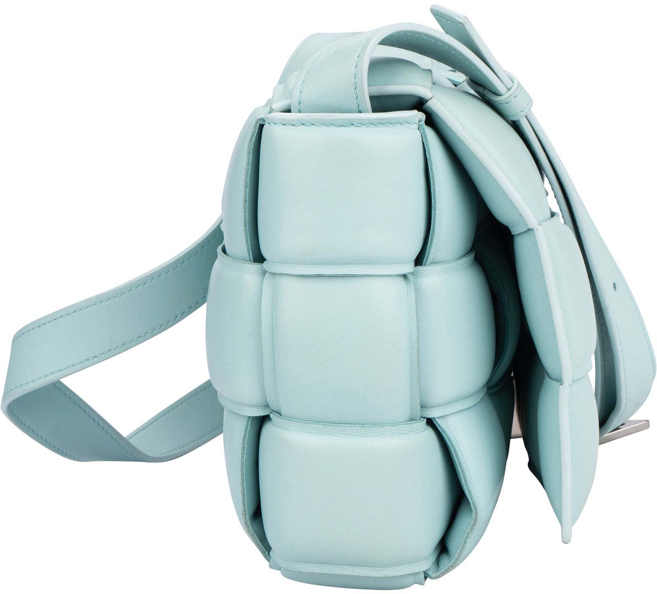 Bottega Veneta Bottega Veneta Blue Leather Cassette Crossbody Bag Blauw