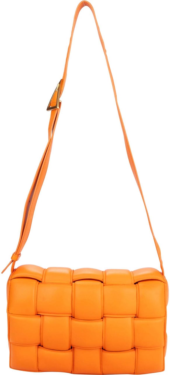 Bottega Veneta Bottega Veneta Orange Leather Cassette Crossbody Bag Oranje