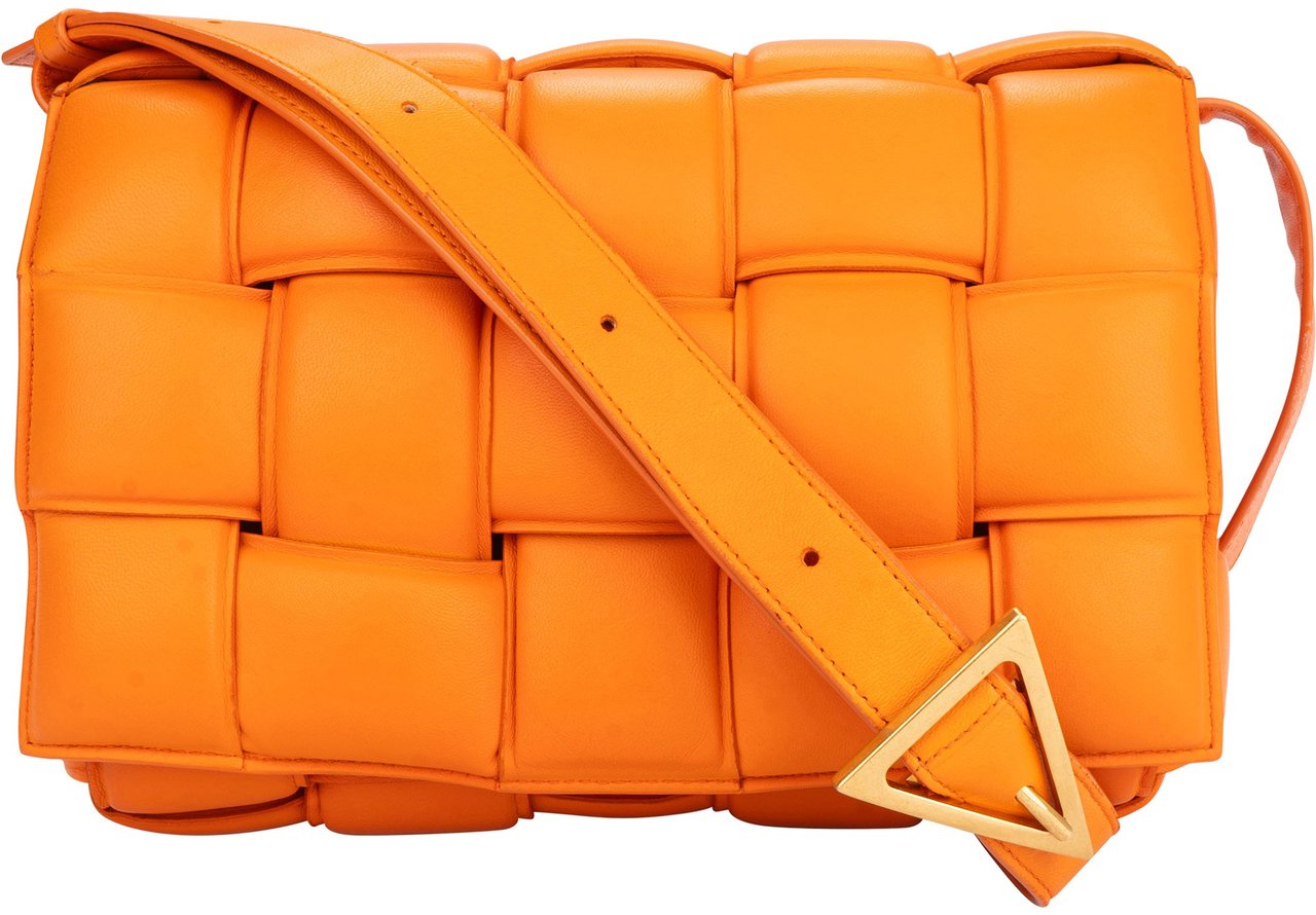 Bottega Veneta Bottega Veneta Orange Leather Cassette Crossbody Bag Oranje