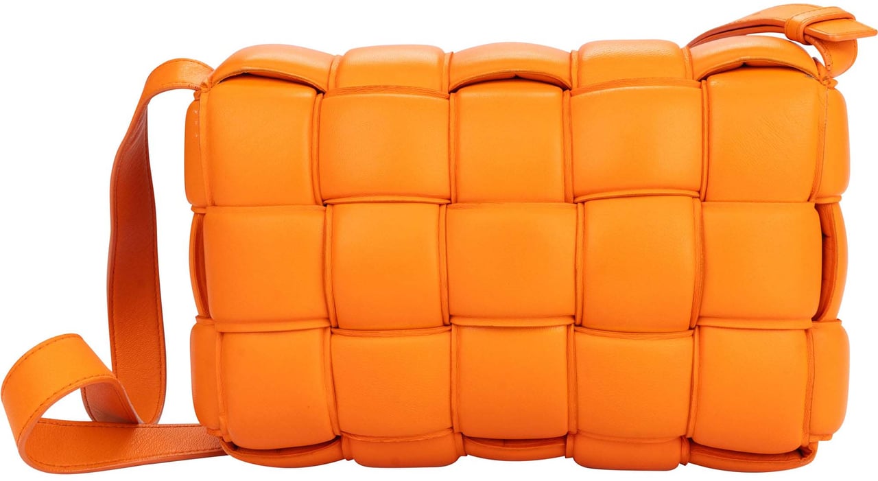 Bottega Veneta Bottega Veneta Orange Leather Cassette Crossbody Bag Oranje