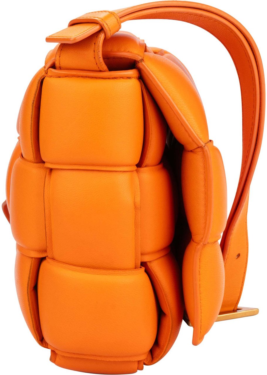 Bottega Veneta Bottega Veneta Orange Leather Cassette Crossbody Bag Oranje